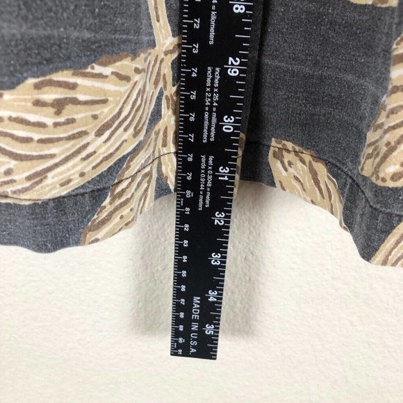 PINEAPPLE Connection Shirt Gray Leaf Print Button Up Short Sleeve Size Large - Picture 11 of 14